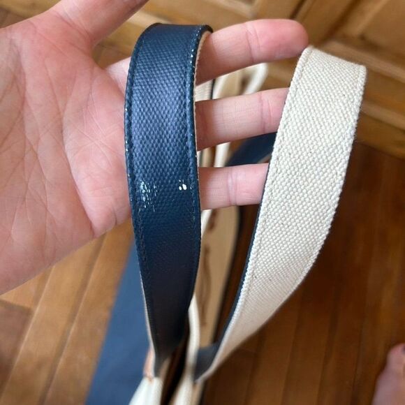 Keep Collective Canvas Purse Cream Navy Blue Color Block Shoulder Tote Bag Boho - Picture 9 of 14